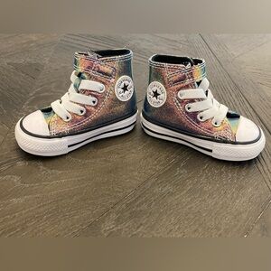 Baby Infant Converse Holographic Multicolor Slip On High Top Sneakers Size 2